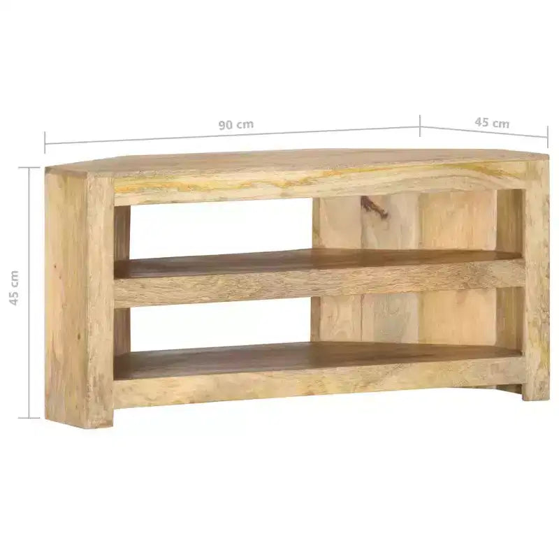 vidaXL Meuble TV Tons de bois variés Bois de manguier massif 90x45x45 cm
