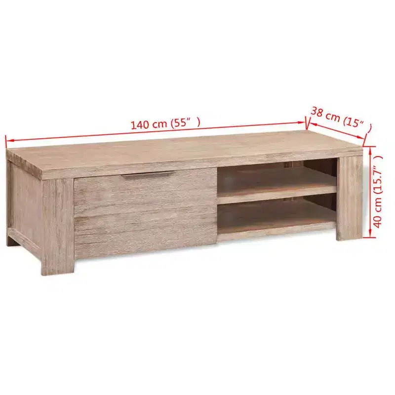 vidaXL Meuble TV en Bois d'Acacia Massif Brossé 140 cm Meuble TV