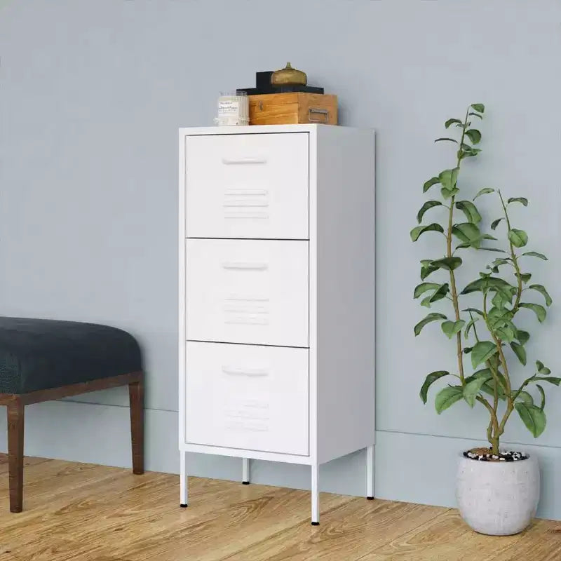 vidaXL Armoire de Rangement Acier Moyenne Pieds Réglables - Blanc