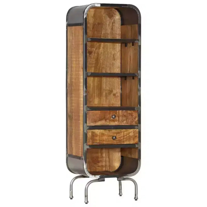 vidaXL Buffet haut en bois massif - Armoire de rangement en manguier marron - Meuble au style rustique unique avec grand espace de rangement
