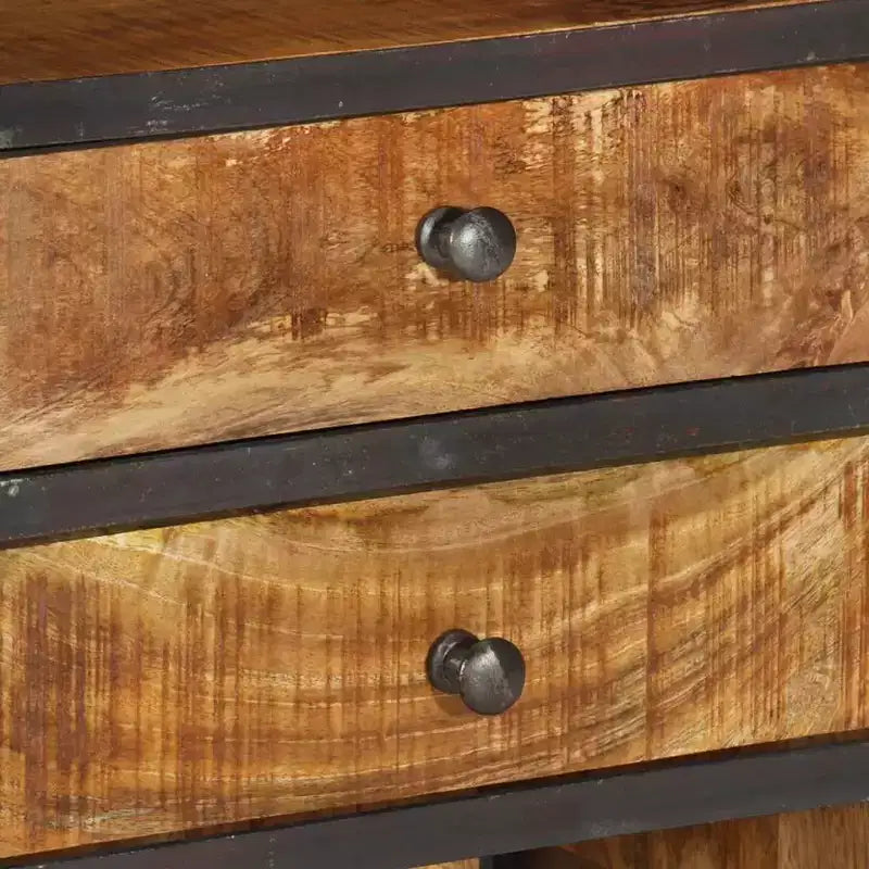 vidaXL Buffet haut en bois massif - Armoire de rangement en manguier marron - Meuble au style rustique unique avec grand espace de rangement
