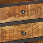 vidaXL Buffet haut en bois massif - Armoire de rangement en manguier marron - Meuble au style rustique unique avec grand espace de rangement
