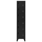 vidaXL Modern Steel Locker Cabinet with 6 Lockable Doors and Air Vents - Black - 15 x 15.7 x 70.9