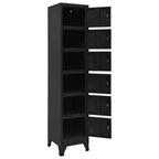 vidaXL Armoire de rangement moderne en acier avec 6 portes verrouillables et bouches d'aération - Noir - 15 x 15,7 x 70,9