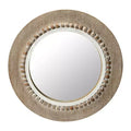 Storied Home Round Wood Framed Wall Mirror, Natural