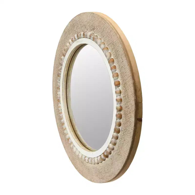 Miroir mural rond en bois encadré Storied Home, Naturel