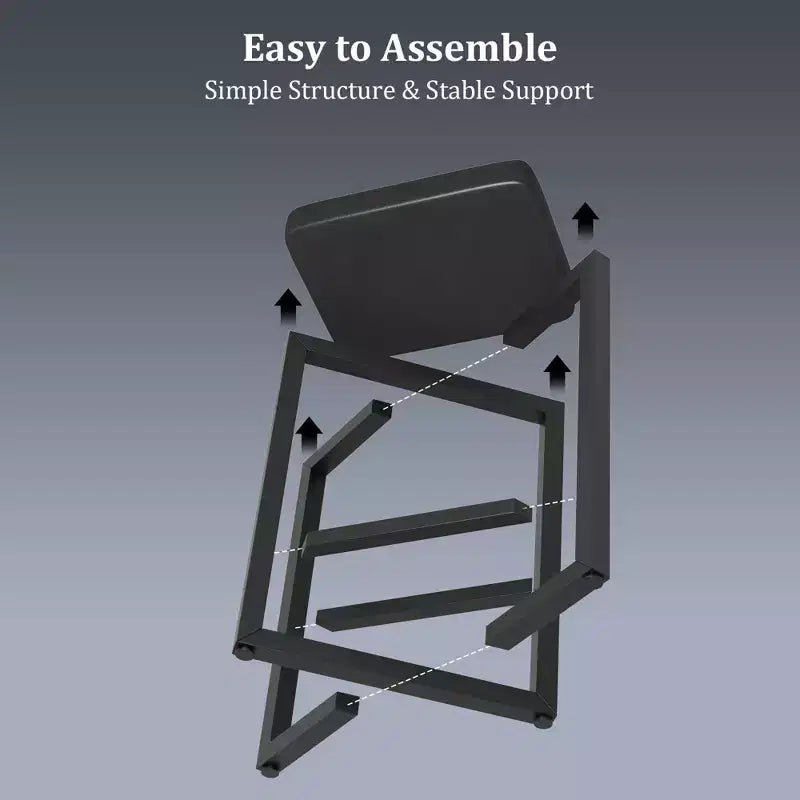 Lot de 4 tabourets de bar simplifiés noirs au design épuré, construction durable, assise confortable, peu encombrant et apparence élégante.