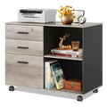 GALAXHERO 3-Drawer Wood Mobile File Cabinet, Lateral Filing Cabinet with Printer Stand and Open Storage Shelves for Home Office