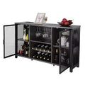 VEVOR 55 Inch Industrial Bar Cabinet, Wine Table for Liquor & Glasses, Sideboard Buffet Cabinet with Wine Rack, Black