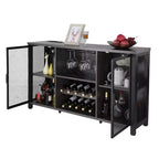 VEVOR 55 Inch Industrial Bar Cabinet, Wine Table for Liquor & Glasses, Sideboard Buffet Cabinet with Wine Rack, Black