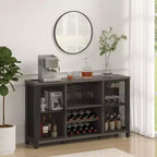 VEVOR Meuble Bar Industriel 55 Pouces, Table à Vin pour Liqueurs et Verres, Buffet avec Étagère à Vin, Noir