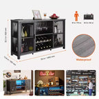 VEVOR Meuble Bar Industriel 55 Pouces, Table à Vin pour Liqueurs et Verres, Buffet avec Étagère à Vin, Noir