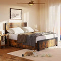 Acekool Industrial Platform Bed Frame with Wood Headboard & 4 Storage Drawers, Metal Mattress Foundation, No Box Spring Required