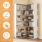 Étagère d'angle en forme de L à 6 niveaux Acekool avec déflecteurs, bibliothèque industrielle haute, grand meuble de rangement pour salon, bureau