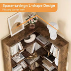 Étagère d'angle en forme de L à 6 niveaux Acekool avec déflecteurs, bibliothèque industrielle haute, grand meuble de rangement pour salon, bureau