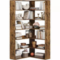 Acekool 6-Tier L-Shaped Corner Bookshelf with Baffles, Tall Industrial Bookcase, Large Storage Display Rack for Living Room, Office