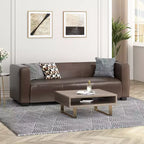 80.25 Canapé 3 places marron clair pour salon et salle de réunion Aucun assemblage requis