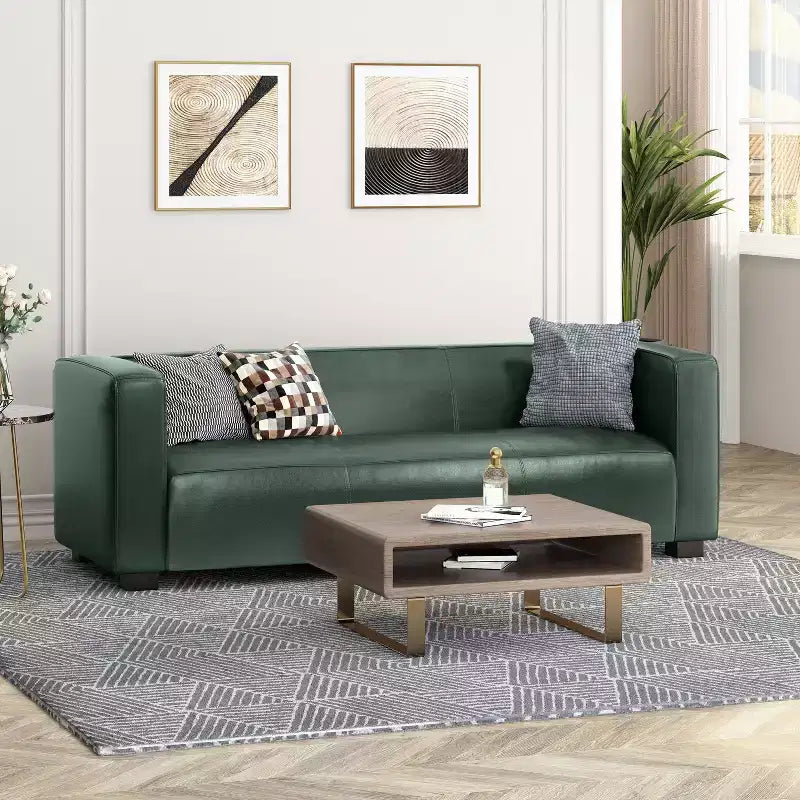 80.25 Canapé 3 places marron clair pour salon et salle de réunion Aucun assemblage requis