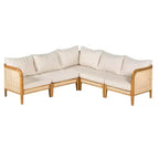 Canapé d'angle en rotin et bois d'acacia en V avec coussins 5 places d'extérieur style bohème Tighnari Christopher Knight Home