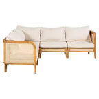 Canapé d'angle en rotin et bois d'acacia en V avec coussins 5 places d'extérieur style bohème Tighnari Christopher Knight Home