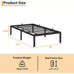 Cadre de lit en métal Acekool 14 - Taille lit simple, rangement intelligent