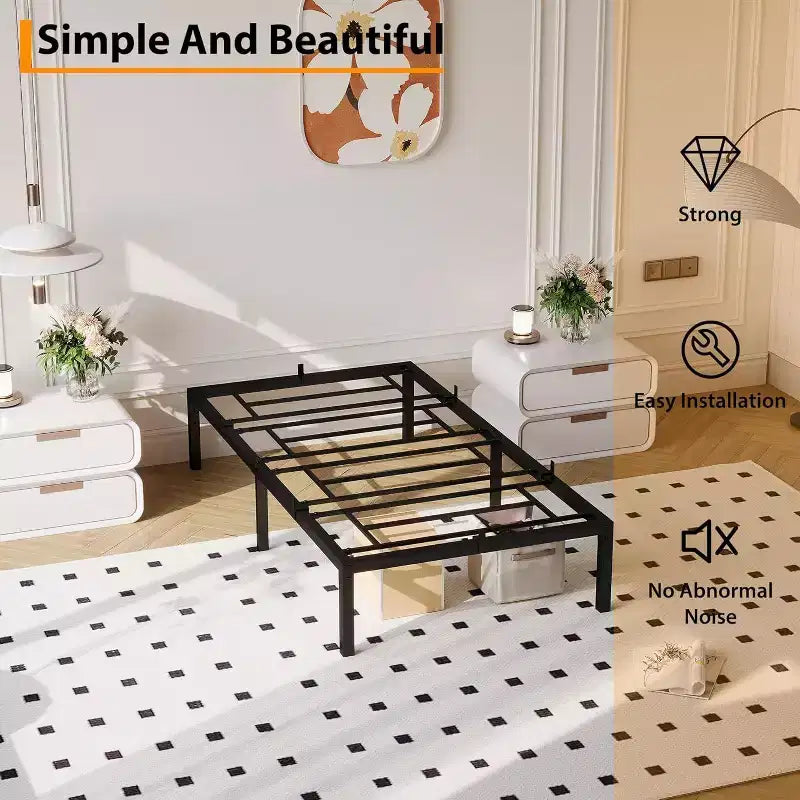 Cadre de lit en métal Acekool 14 - Taille lit simple, rangement intelligent