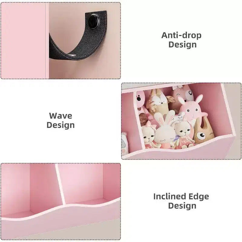 Organisateur de jouets Acekool pour enfants, grand meuble de rangement à 7 compartiments, bibliothèque à 3 niveaux avec 3 tiroirs et bacs inclinés pour salle de jeux, chambre d'enfant, salon, gris