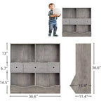 Organisateur de jouets Acekool pour enfants, grand meuble de rangement à 7 compartiments, bibliothèque à 3 niveaux avec 3 tiroirs et bacs inclinés pour salle de jeux, chambre d'enfant, salon, gris