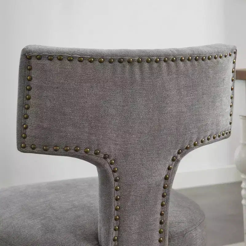 CLIHOME Lot de 2 chaises d'appoint rembourrées en tissu de lin style ferme, dossier incurvé, chaises de salle à manger avec cadre en bois massif