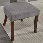 CLIHOME Lot de 2 chaises d'appoint rembourrées en tissu de lin style ferme, dossier incurvé, chaises de salle à manger avec cadre en bois massif