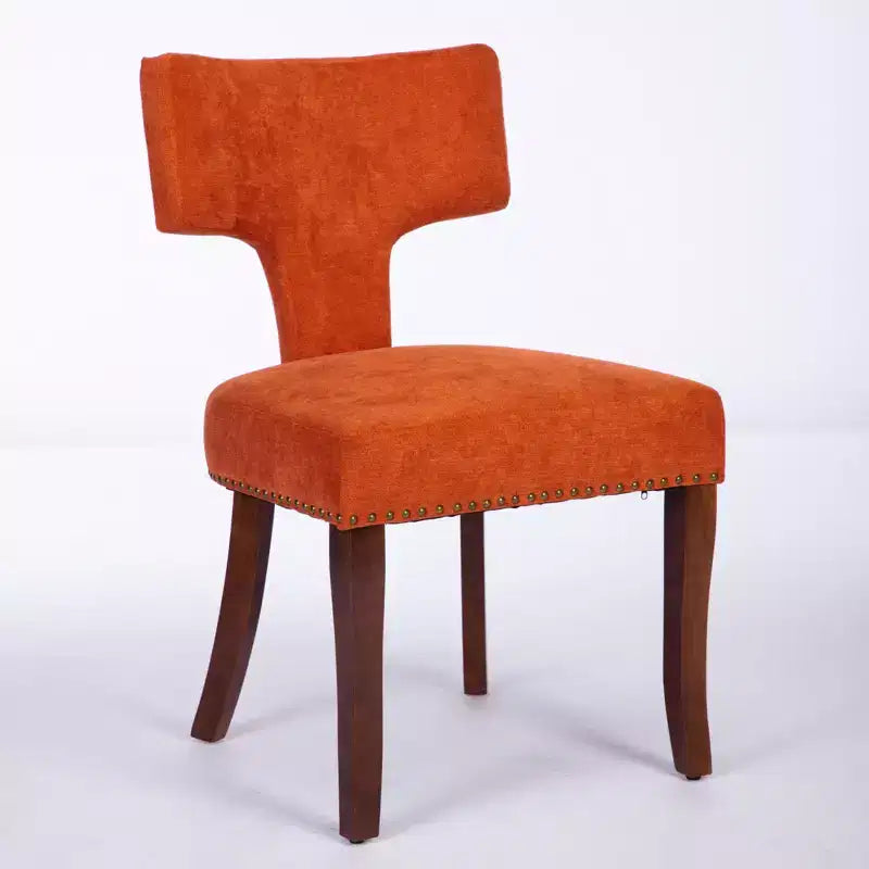 CLIHOME Lot de 2 chaises d'appoint rembourrées en tissu de lin style ferme, dossier incurvé, chaises de salle à manger avec cadre en bois massif