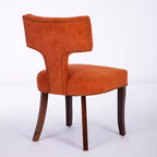 CLIHOME Lot de 2 chaises d'appoint rembourrées en tissu de lin style ferme, dossier incurvé, chaises de salle à manger avec cadre en bois massif