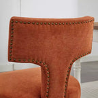 CLIHOME Lot de 2 chaises d'appoint rembourrées en tissu de lin style ferme, dossier incurvé, chaises de salle à manger avec cadre en bois massif