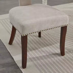 CLIHOME Lot de 2 chaises d'appoint rembourrées en tissu de lin style ferme, dossier incurvé, chaises de salle à manger avec cadre en bois massif