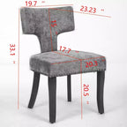 CLIHOME Lot de 2 chaises d'appoint rembourrées en tissu de lin style ferme, dossier incurvé, chaises de salle à manger avec cadre en bois massif