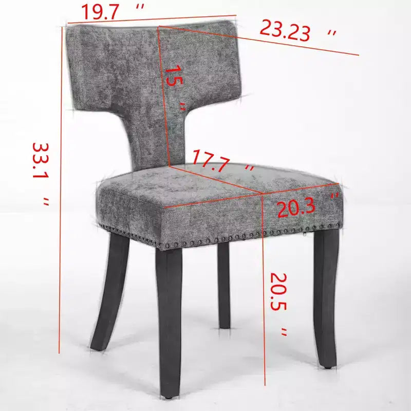 CLIHOME Lot de 2 chaises d'appoint rembourrées en tissu de lin style ferme, dossier incurvé, chaises de salle à manger avec cadre en bois massif