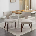 CLIHOME Set of 2 Farmhouse Linen Fabric Upholstered Accent Chair Curved Backrest, Kitchen Dining Chairs with Hardwood Frame