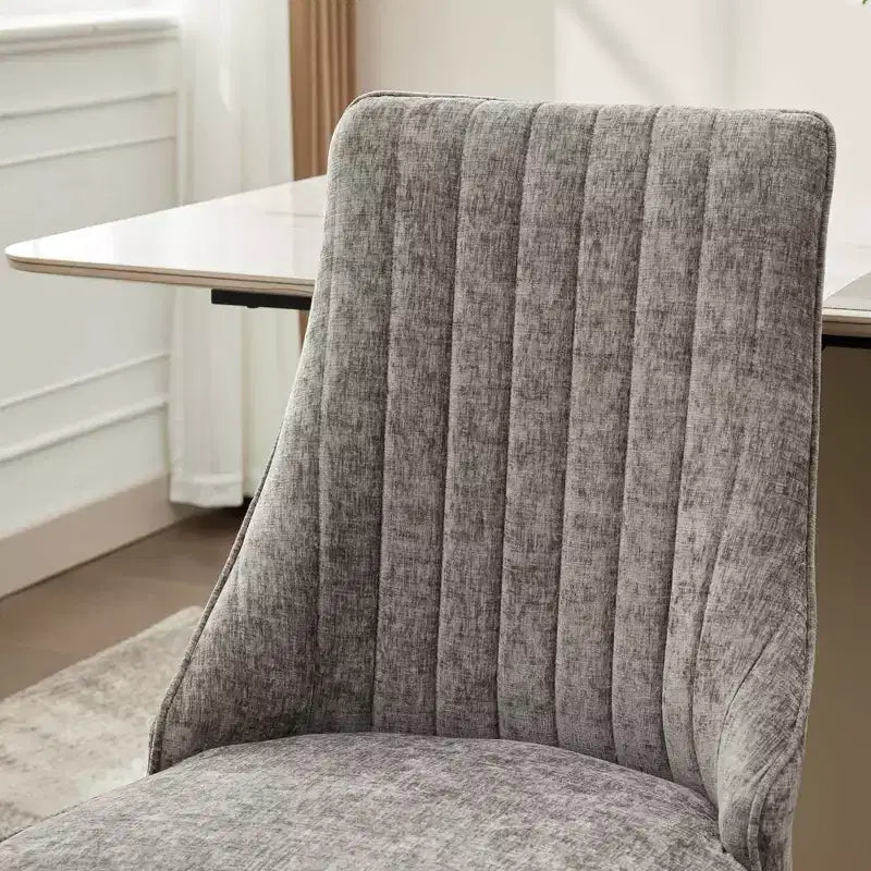 CLIHOME Lot de 2 chaises de salle à manger en chenille floquée, chaise d'appoint rembourrée avec pieds en acier inoxydable brossé argenté
