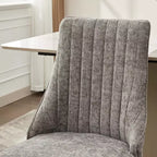 CLIHOME Lot de 2 chaises de salle à manger en chenille floquée, chaise d'appoint rembourrée avec pieds en acier inoxydable brossé argenté