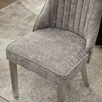 CLIHOME Lot de 2 chaises de salle à manger en chenille floquée, chaise d'appoint rembourrée avec pieds en acier inoxydable brossé argenté