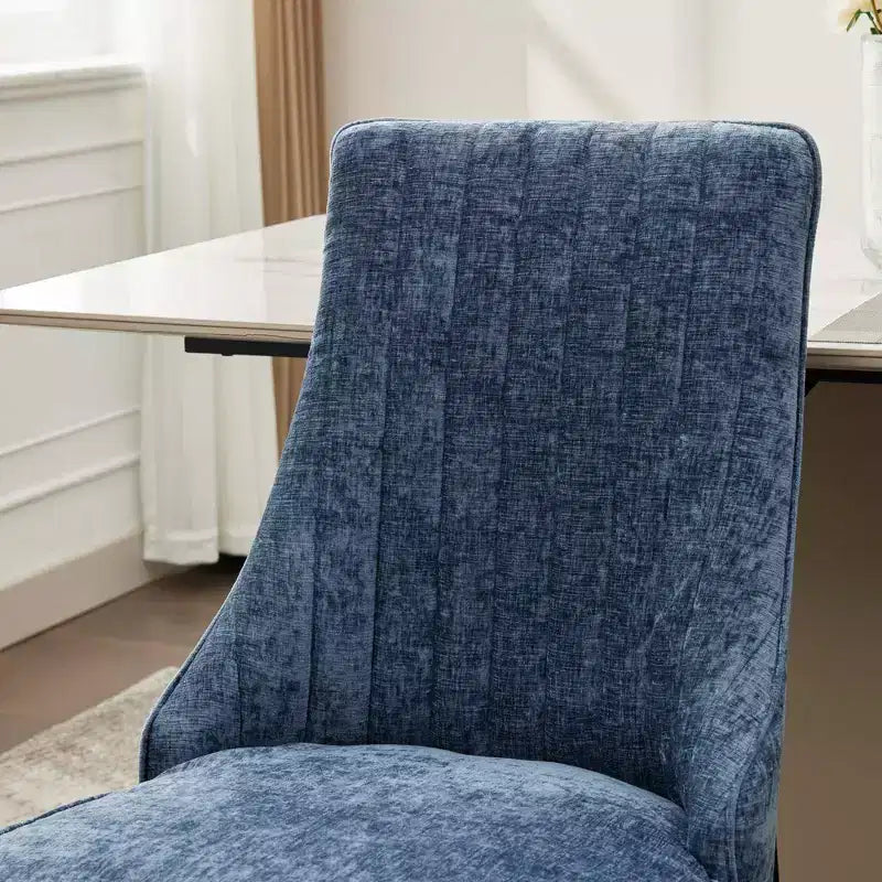 CLIHOME Lot de 2 chaises de salle à manger en chenille floquée, chaise d'appoint rembourrée avec pieds en acier inoxydable brossé argenté