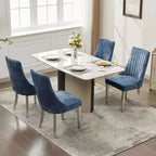 CLIHOME Lot de 2 chaises de salle à manger en chenille floquée, chaise d'appoint rembourrée avec pieds en acier inoxydable brossé argenté