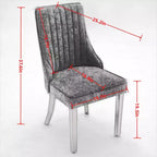 CLIHOME Lot de 2 chaises de salle à manger en chenille floquée, chaise d'appoint rembourrée avec pieds en acier inoxydable brossé argenté