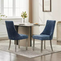 CLIHOME Set of 2 Flocking Chenille Dining Chairs, Upholstered Accent Chair with Silver Brushed Stainless Steel Legs