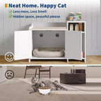 Meuble cache-litière pour chat, meuble de litière dissimulé avec porte de grange, style table d'appoint moderne, maison en bois pour animaux de compagnie, conception anti-chien