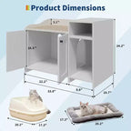 Meuble cache-litière pour chat, meuble de litière dissimulé avec porte de grange, style table d'appoint moderne, maison en bois pour animaux de compagnie, conception anti-chien