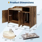 Meuble cache-litière pour chat, meuble de litière dissimulé avec porte de grange, style table d'appoint moderne, maison en bois pour animaux de compagnie, conception anti-chien