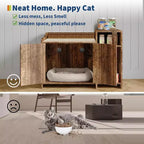 Meuble cache-litière pour chat, meuble de litière dissimulé avec porte de grange, style table d'appoint moderne, maison en bois pour animaux de compagnie, conception anti-chien