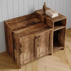 Meuble cache-litière pour chat, meuble de litière dissimulé avec porte de grange, style table d'appoint moderne, maison en bois pour animaux de compagnie, conception anti-chien