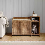 Cat Litter Box Enclosure Furniture, Hidden Litter Box Cabinet with Barn Door, Modern End Table Style, Wooden Pet House, Dog-Proof Design